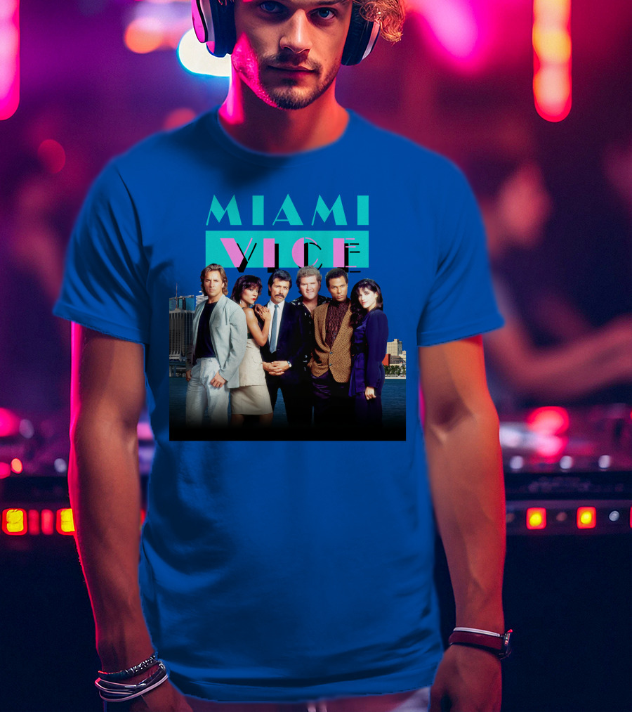 MIAMI VICE Retro Classic Cast Cityscape T-Shirt