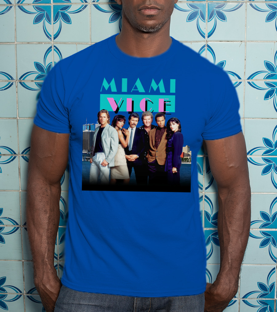 MIAMI VICE Retro Classic Cast Cityscape T-Shirt