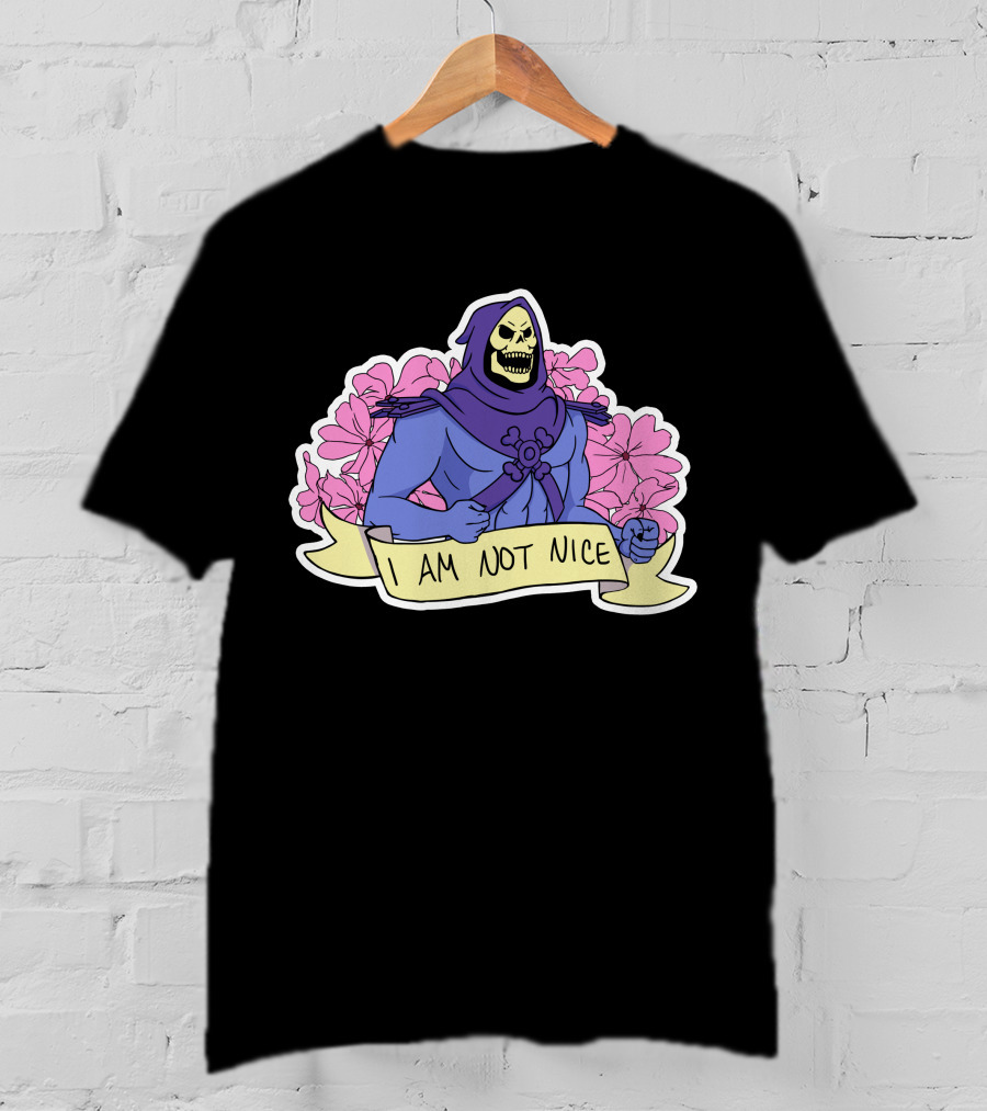 Skeletor I Am Not Nice Masters Of The Universe Floral Background T-Shirt