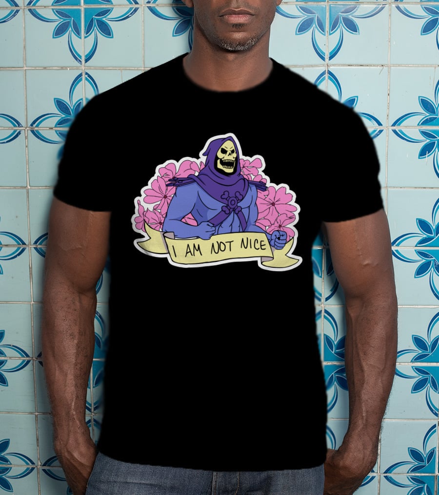 Skeletor I Am Not Nice Masters Of The Universe Floral Background T-Shirt
