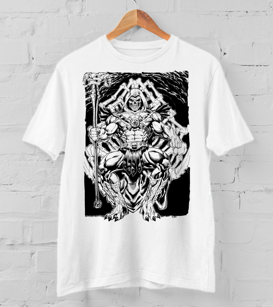 Skeletor Throne Artwork Masters Of The Universe Villain Motif T-Shirt