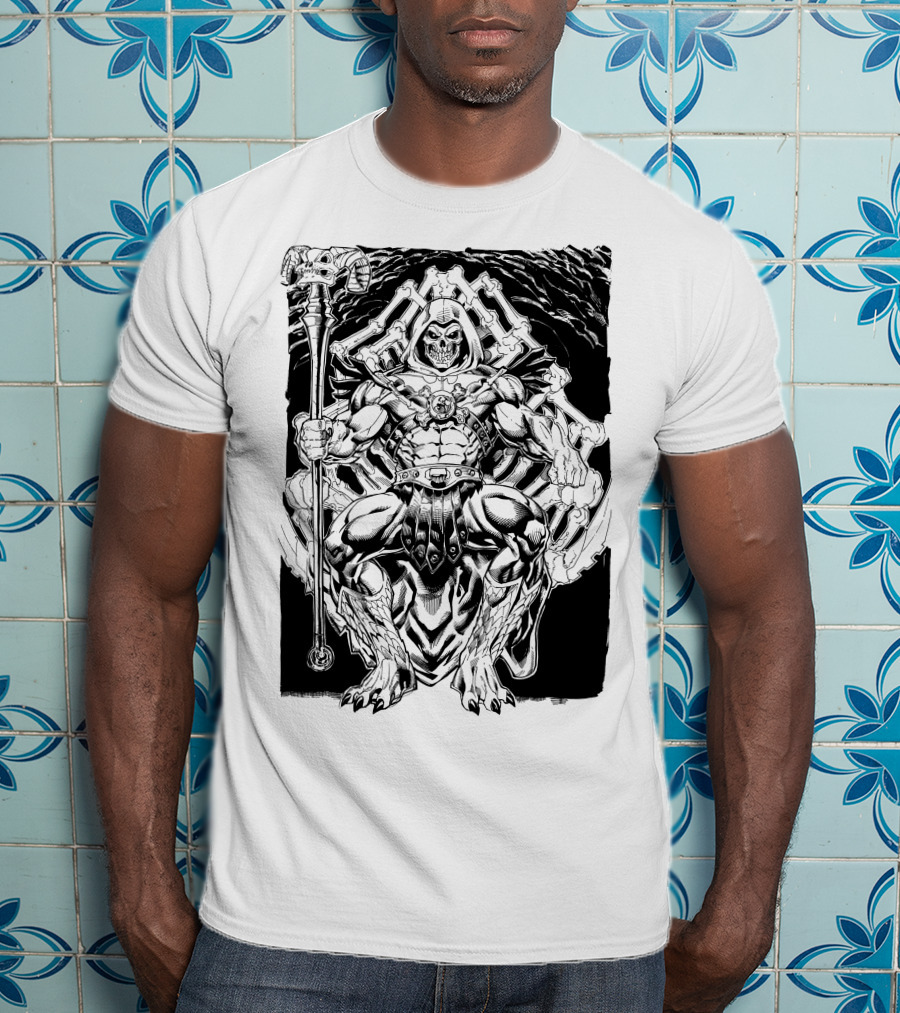 Skeletor Throne Artwork Masters Of The Universe Villain Motif T-Shirt
