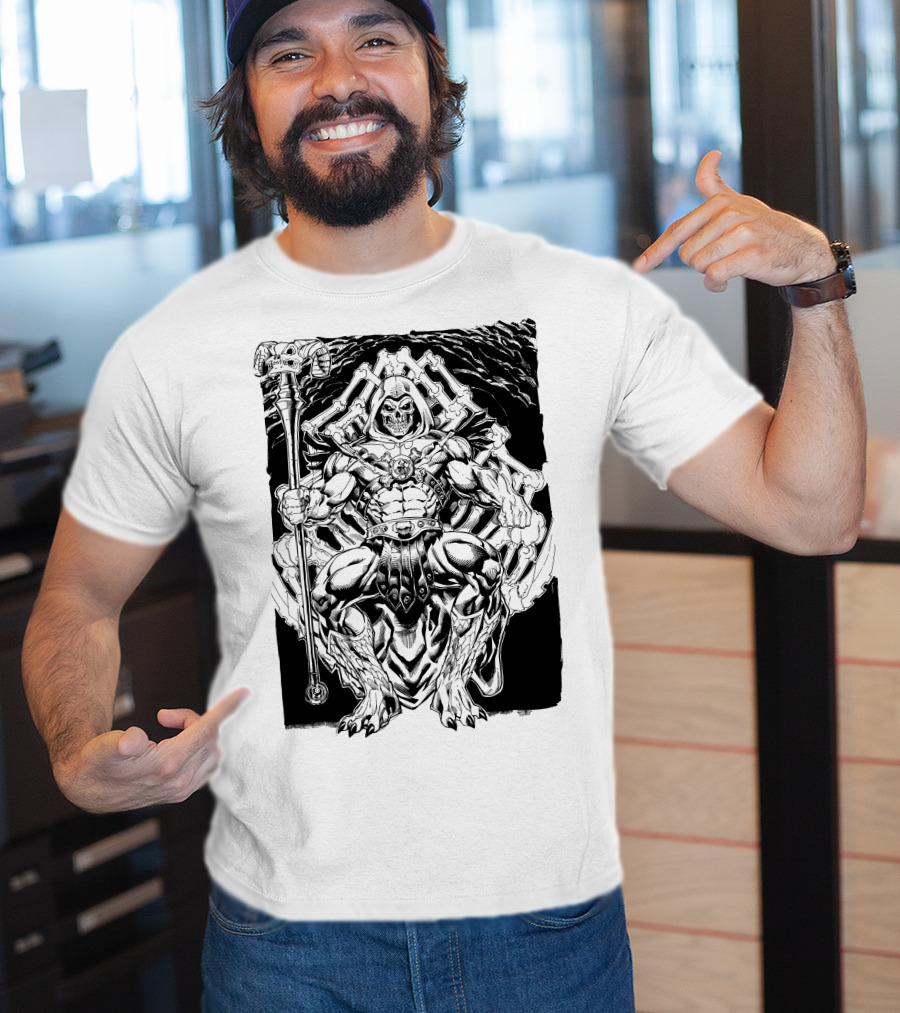 Skeletor Throne Artwork Masters Of The Universe Villain Motif T-Shirt