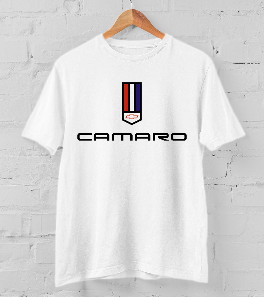Chevrolet Camaro Logo Red White Blue Stripes Badge Emblem T-Shirt