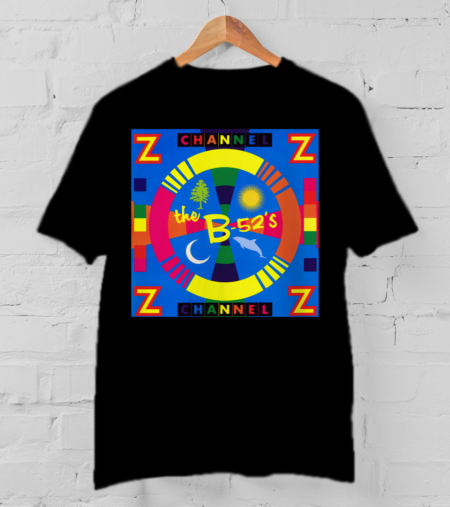 Channel Z The B-52's Colorful Circular Symbols Moon Dolphin Sun Tree T-Shirt