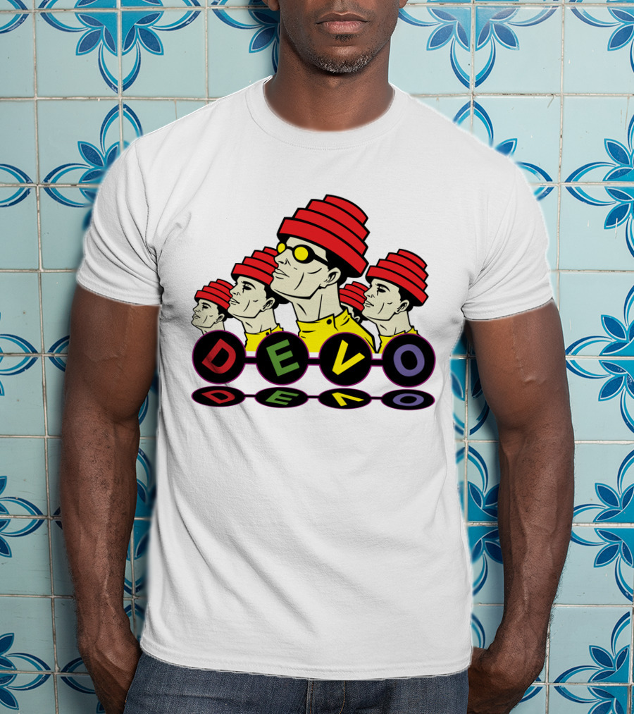 Devo Band Red Hats Yellow Shirts Sunglasses Iconic T-Shirt