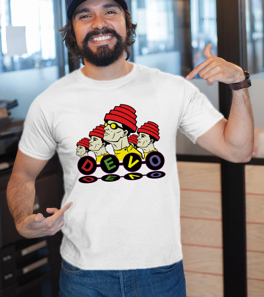 Devo Band Red Hats Yellow Shirts Sunglasses Iconic T-Shirt