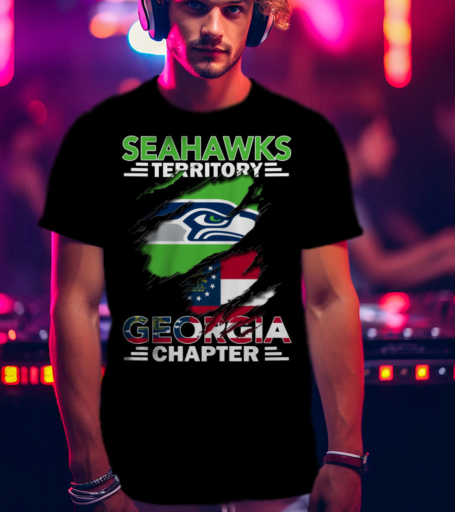 Seahawks Territory Georgia Chapter Flag Rip Seahawks T-Shirt