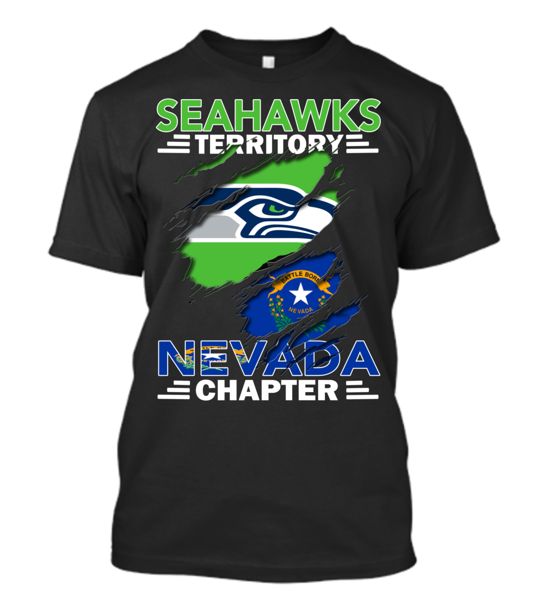 Seahawks Territory Nevada Chapter Battle Born Flag Integration T-Shirt