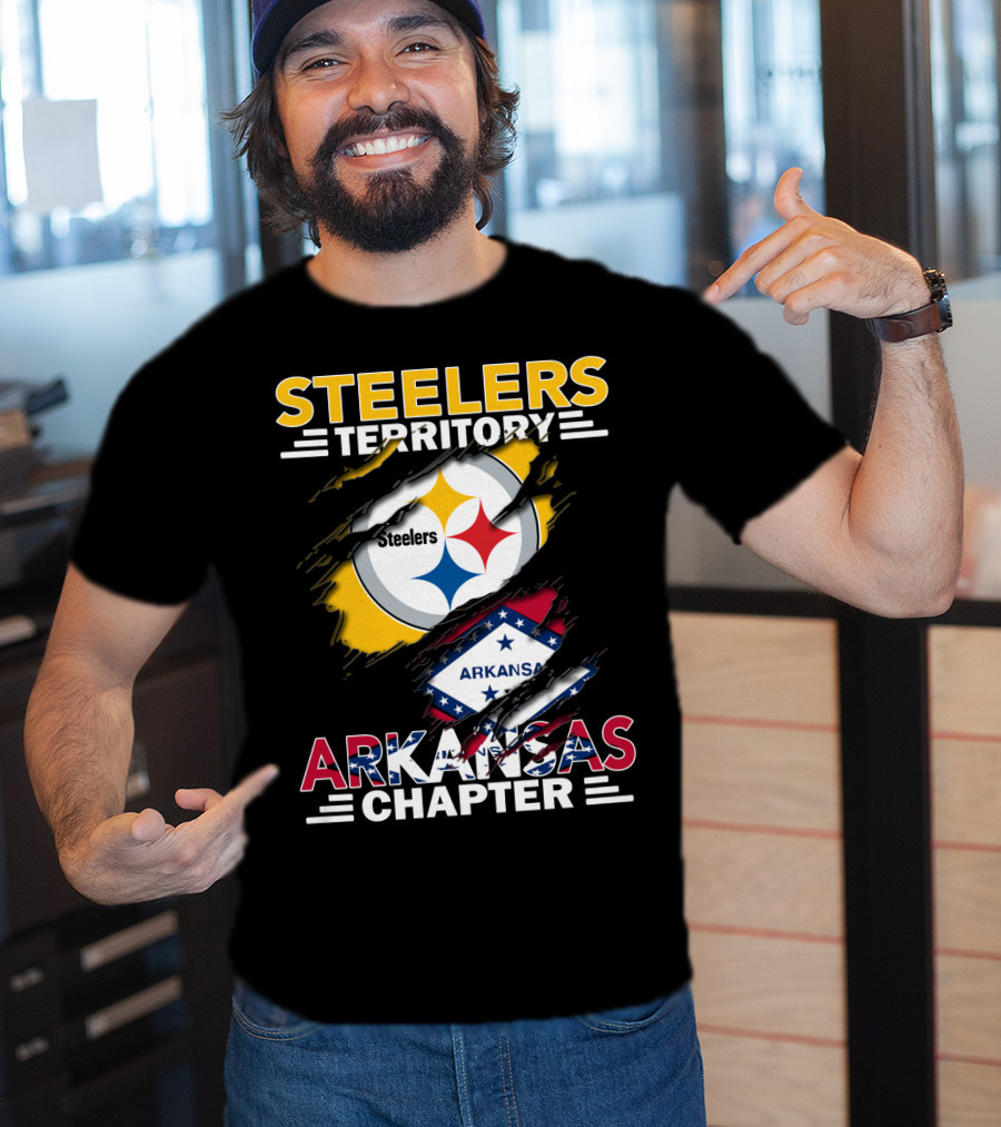 Steelers Territory Arkansas Chapter Steelers Logo And Arkansas Flag T-Shirt