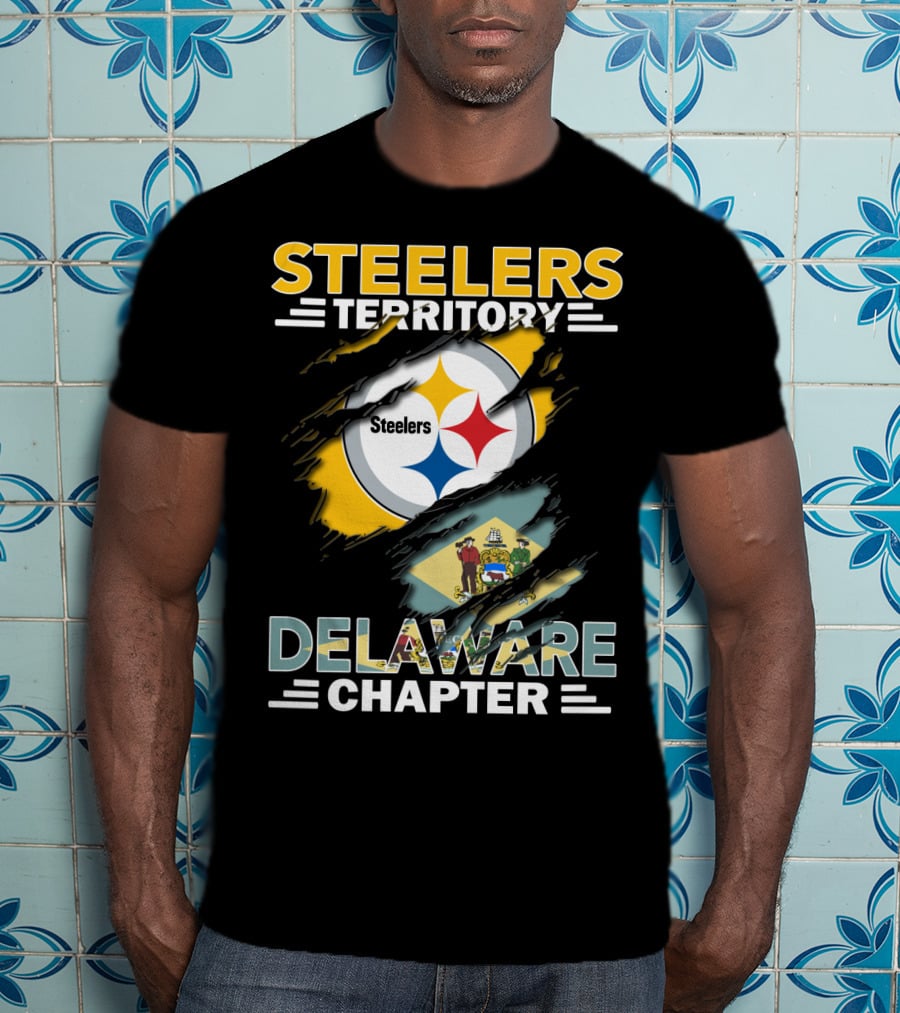 Steelers Territory Delaware Chapter Steelers Logo And Delaware Flag T-Shirt