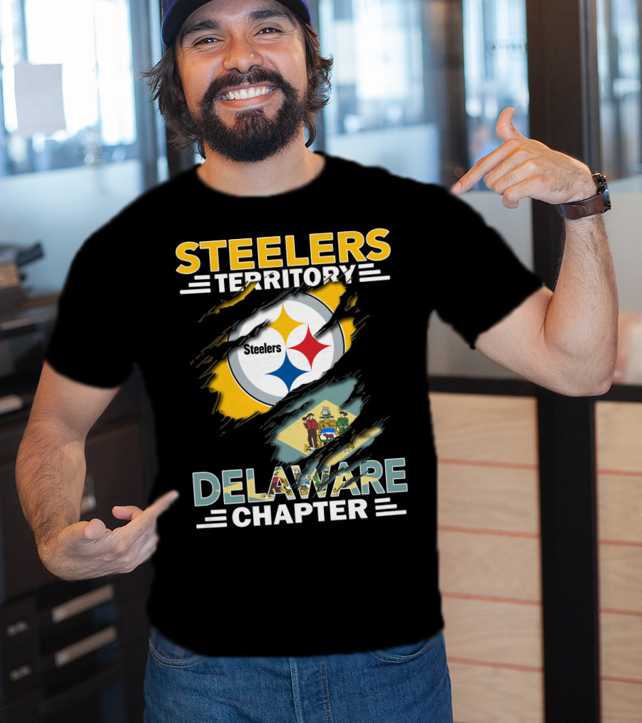 Steelers Territory Delaware Chapter Steelers Logo And Delaware Flag T-Shirt
