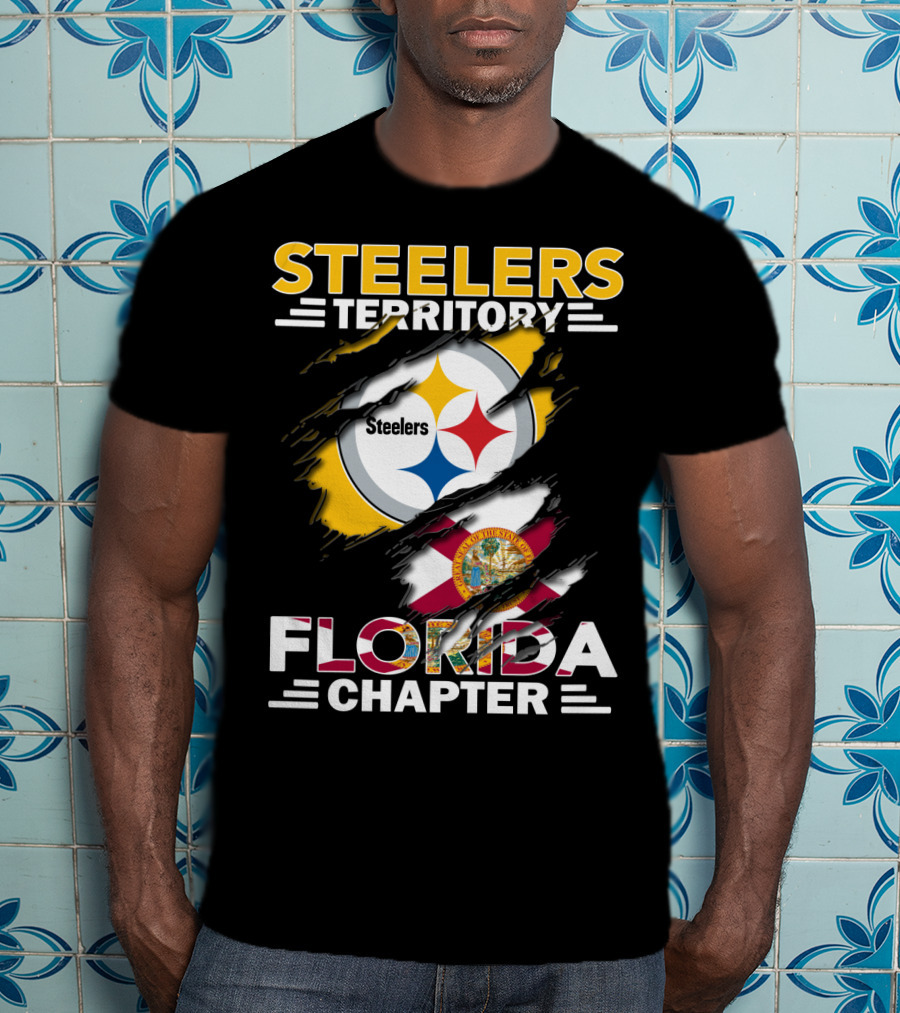 Steelers Territory Florida Chapter Steelers Logo State Flag T-Shirt