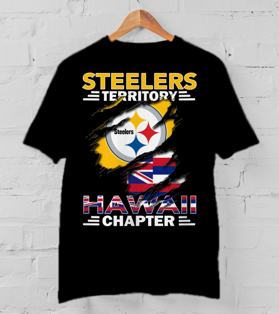 Steelers Territory Hawaii Chapter Steelers Logo Hawaiian Flag T-Shirt