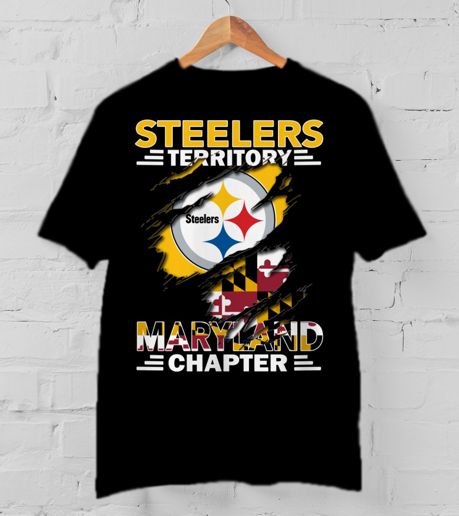 Steelers Territory Maryland Chapter Flag And Logo Mashup T-Shirt