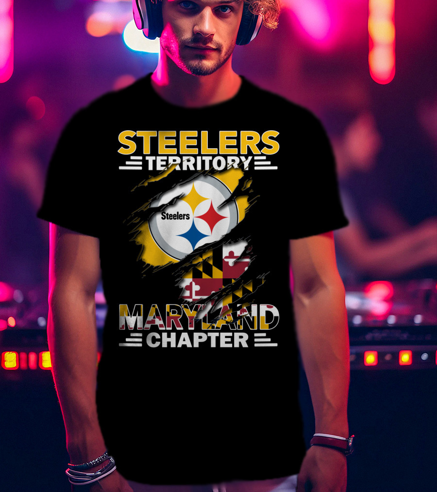 Steelers Territory Maryland Chapter Flag And Logo Mashup T-Shirt