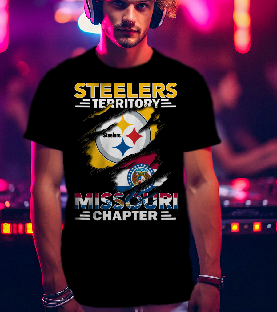 Steelers Territory Missouri Chapter Steelers Logo Missouri Flag T-Shirt
