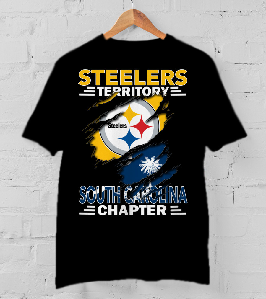 Steelers Territory South Carolina Chapter Rip Design Logo And State Flag Elements T-Shirt