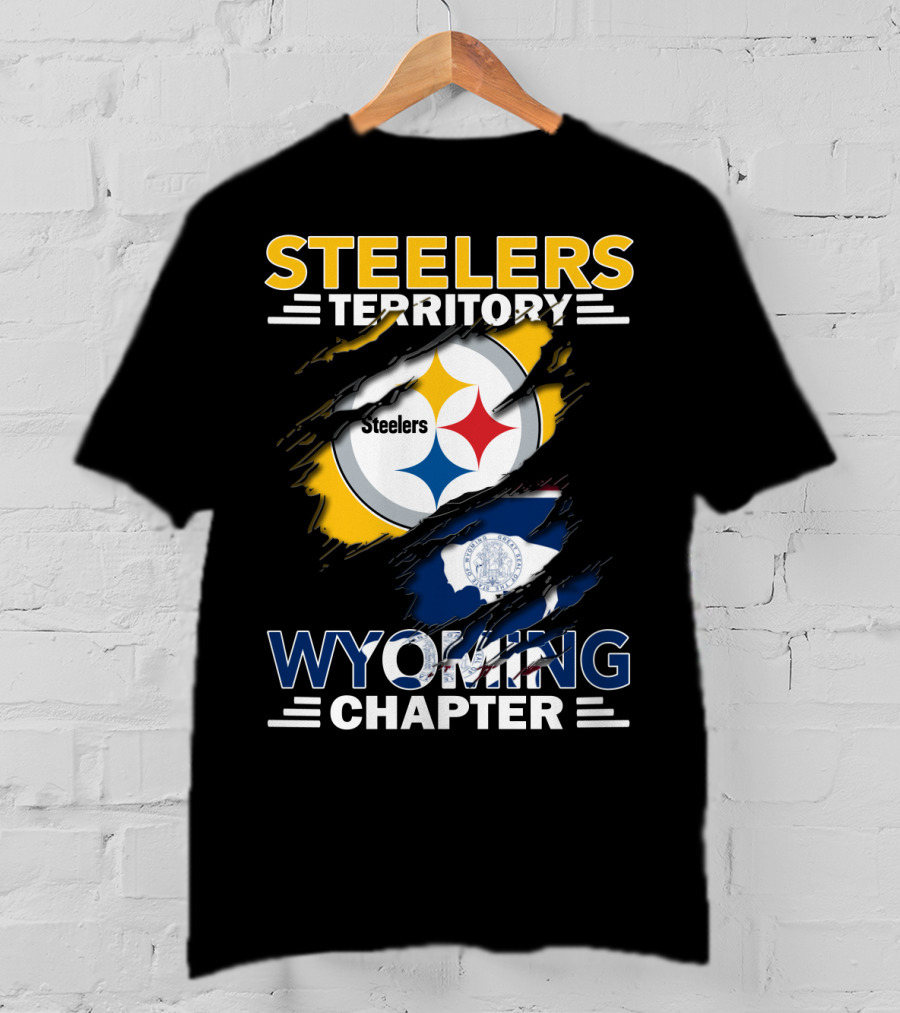 Steelers Territory Wyoming Chapter Steelers Logo Wyoming Flag T-Shirt