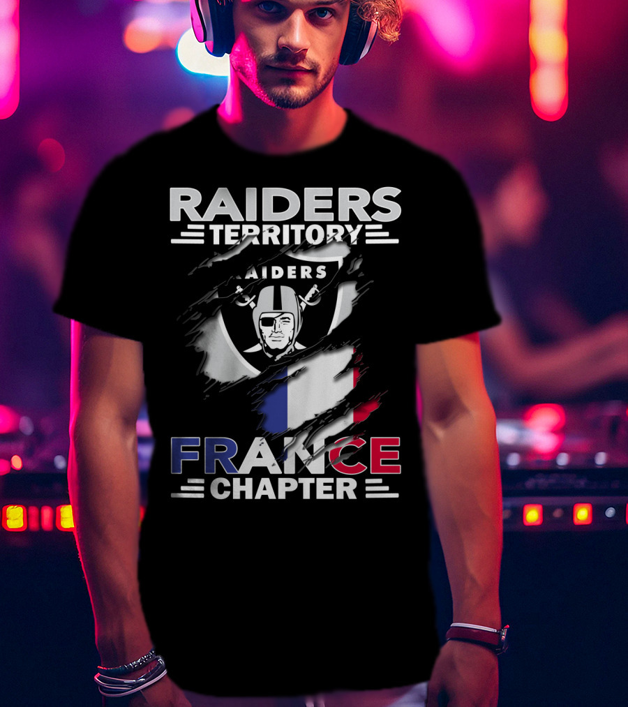 Raiders Territory France Chapter Flag And Shield T-Shirt