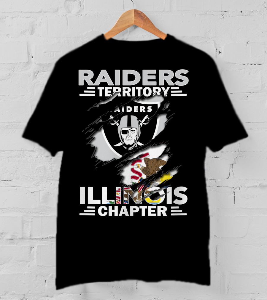 Raiders Territory Illinois Chapter Raiders Logo Illinois State Flag T-Shirt