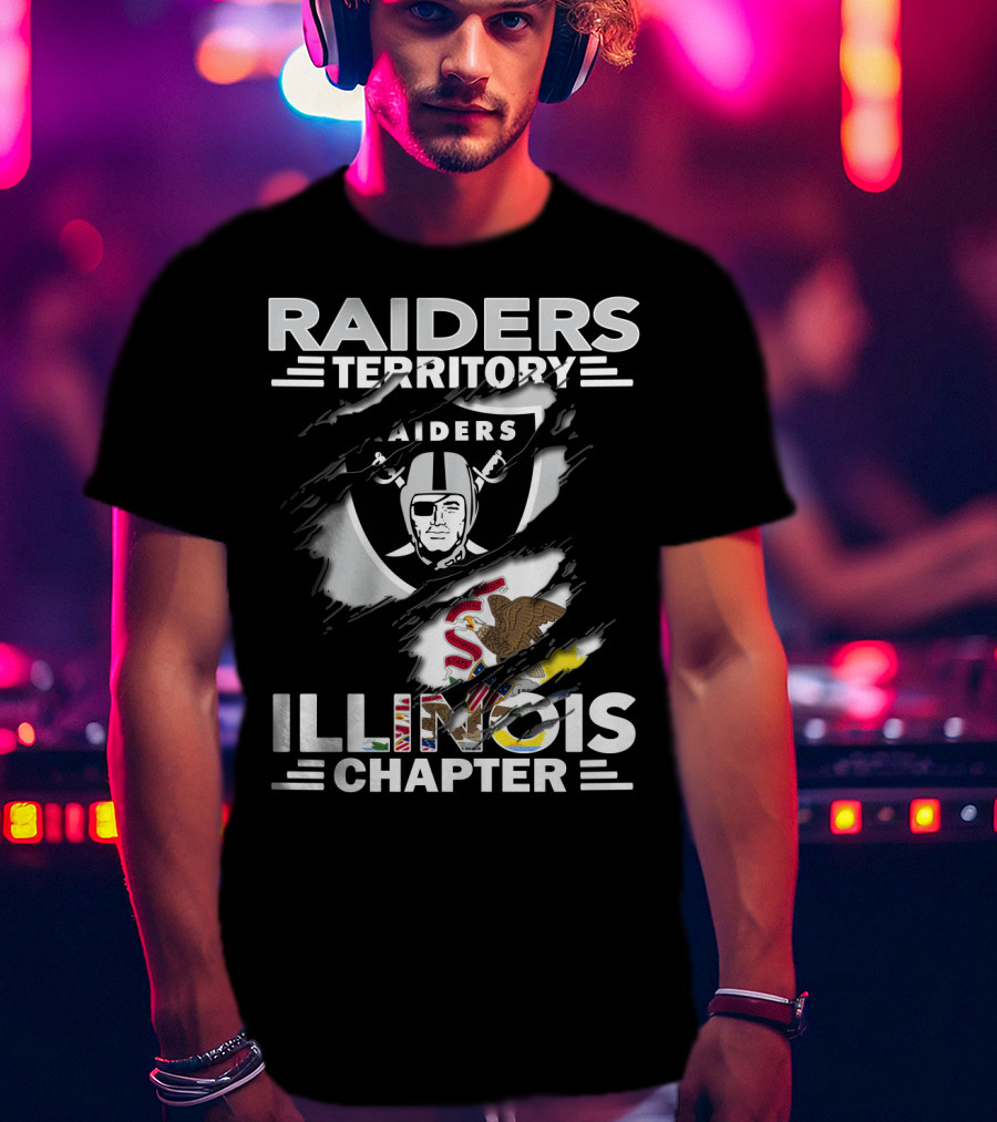 Raiders Territory Illinois Chapter Raiders Logo Illinois State Flag T-Shirt