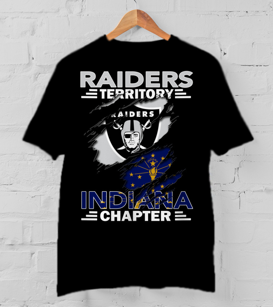 Raiders Territory Indiana Chapter Nfl Team Logo Indiana Flag Integration T-Shirt