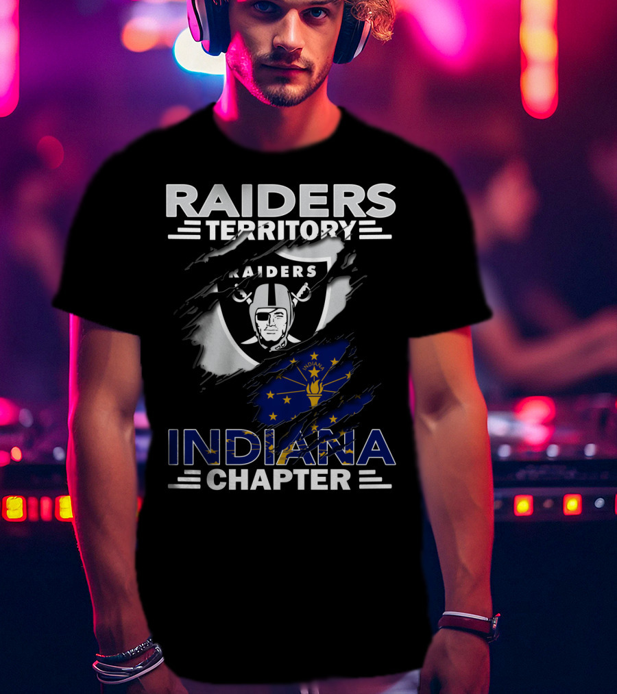 Raiders Territory Indiana Chapter Nfl Team Logo Indiana Flag Integration T-Shirt