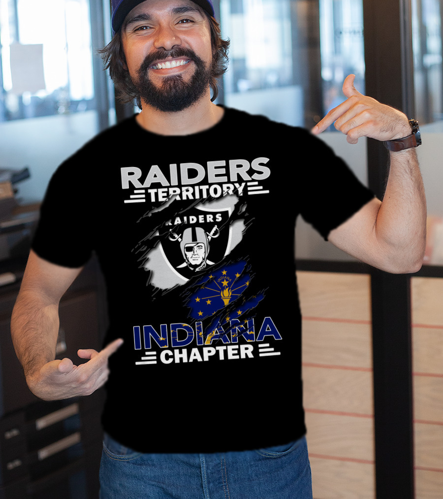 Raiders Territory Indiana Chapter Nfl Team Logo Indiana Flag Integration T-Shirt