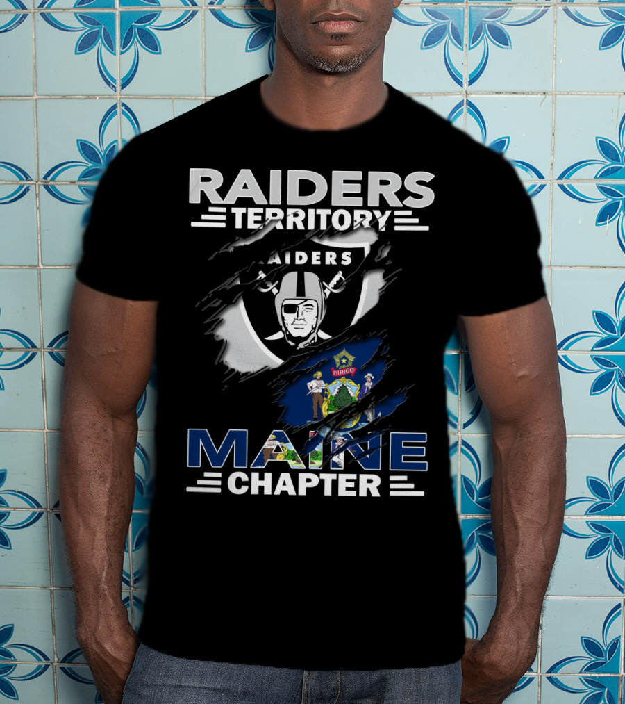 Raiders Territory Maine Chapter Emblem With State And Team Logos T-Shirt