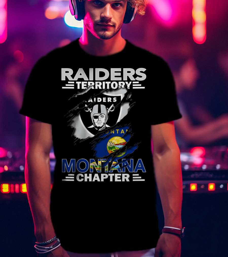 Raiders Territory Montana Chapter Raiders Logo And Montana State Flag T-Shirt