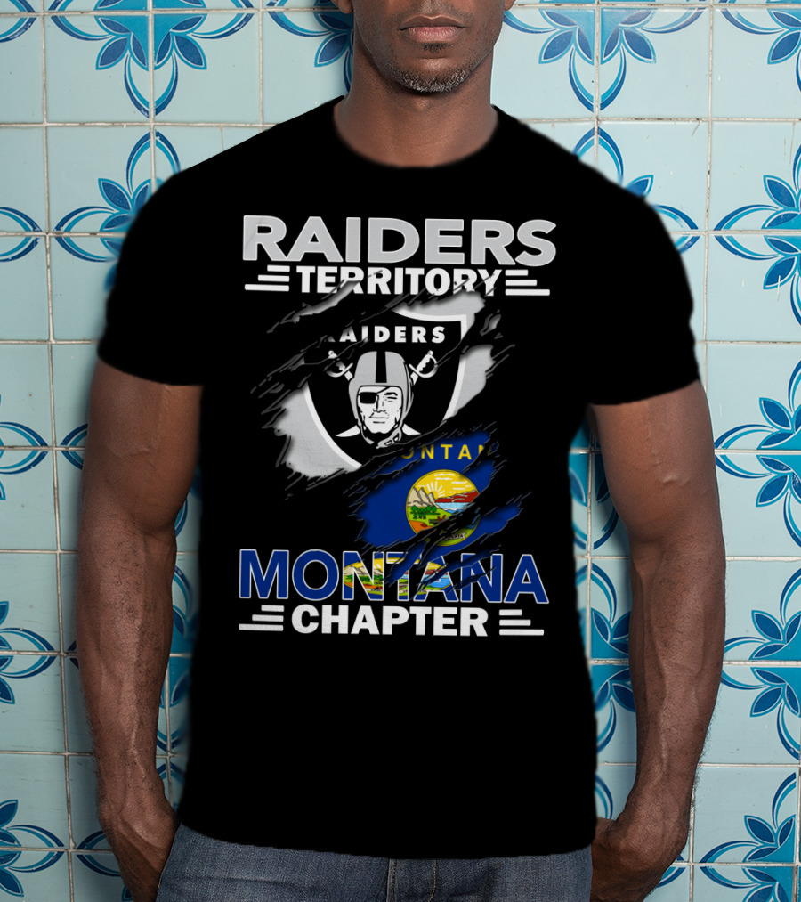 Raiders Territory Montana Chapter Raiders Logo And Montana State Flag T-Shirt