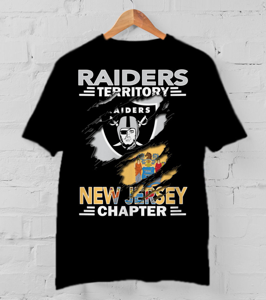 Raiders Territory New Jersey Chapter With Raiders Logo And New Jersey State Flag T-Shirt