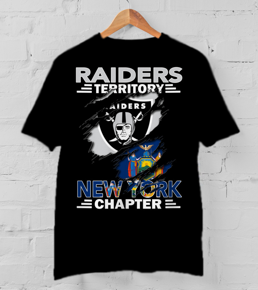 Raiders Territory New York Chapter Flag And Logo Fusion T-Shirt