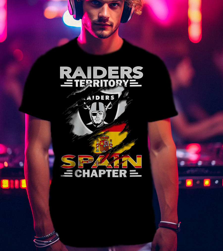 Raiders Territory Spain Chapter Nfl Flag T-Shirt