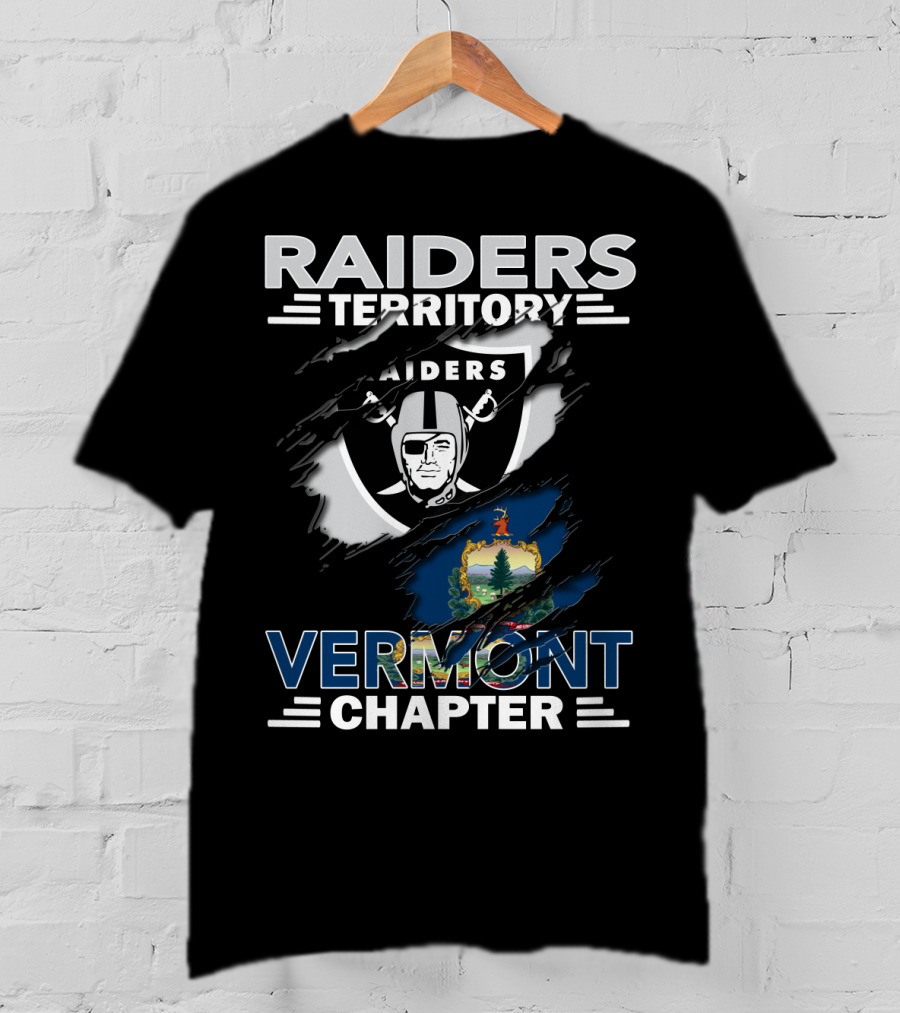 Raiders Territory Vermont Chapter With Vermont State Flag And Raiders T-Shirt