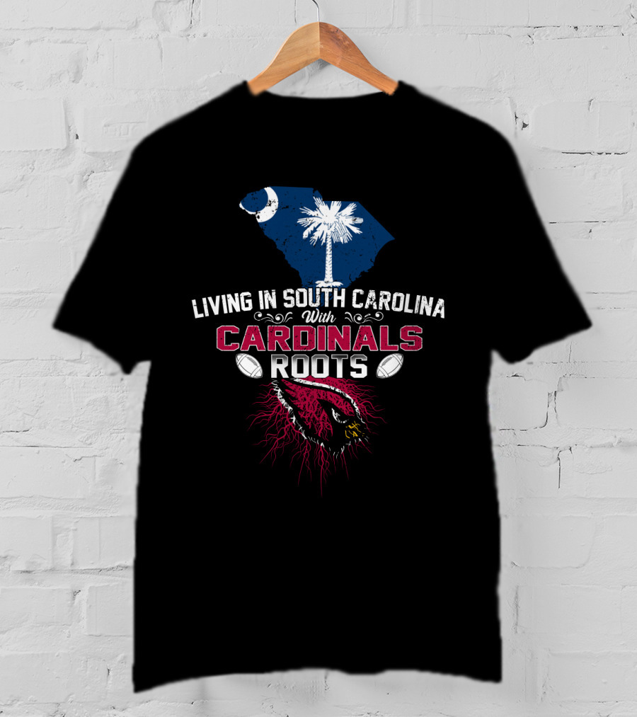 Living In South Carolina With Cardinals Roots Crescent Palm Football Helmet T-Shirt
