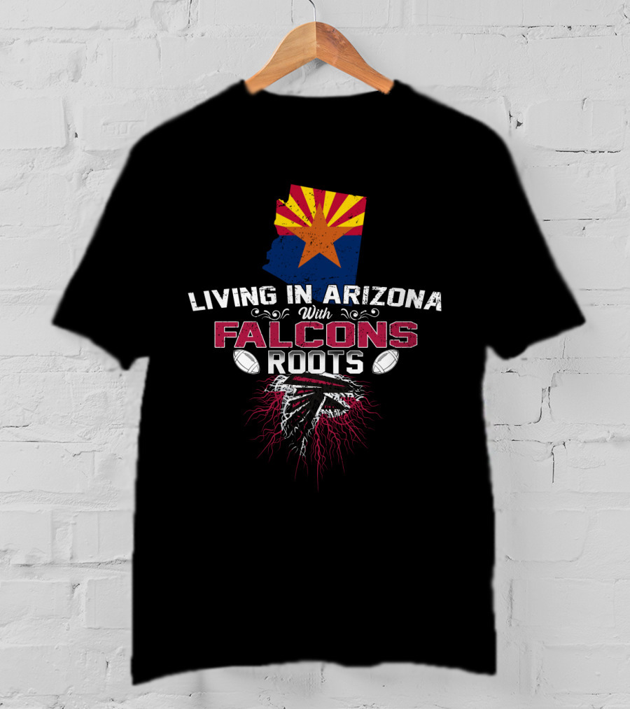 Living In Arizona With Atlanta Falcons Roots Football Map T-Shirt