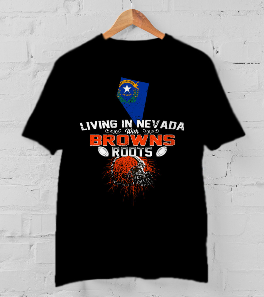 Living In Nevada With Browns Roots Castle Rock Nevada Football Helmet T-Shirt