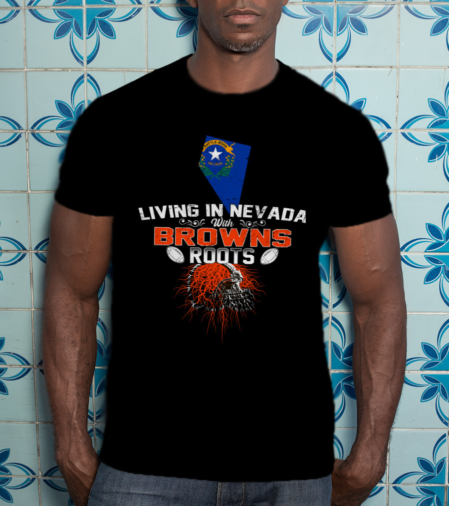 Living In Nevada With Browns Roots Castle Rock Nevada Football Helmet T-Shirt