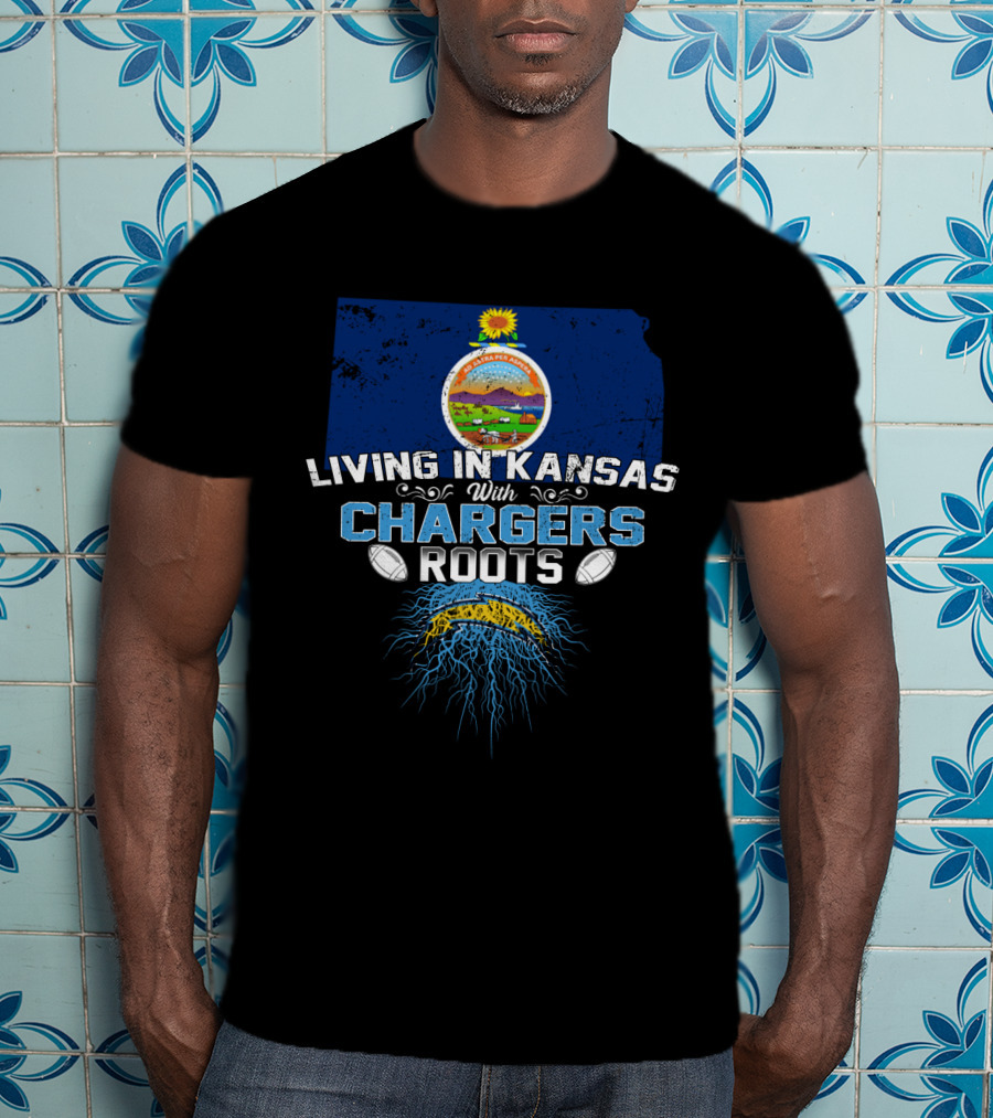 Living In Kansas With Chargers Roots Football Team Heritage T-Shirt