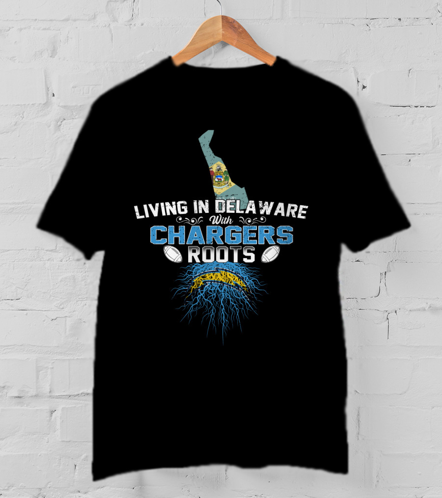 Living In Delaware With Chargers Roots And Symbolic State T-Shirt