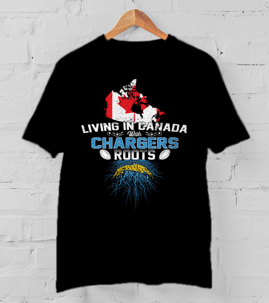 Living In Canada With Chargers Roots Football Canada Map T-Shirt