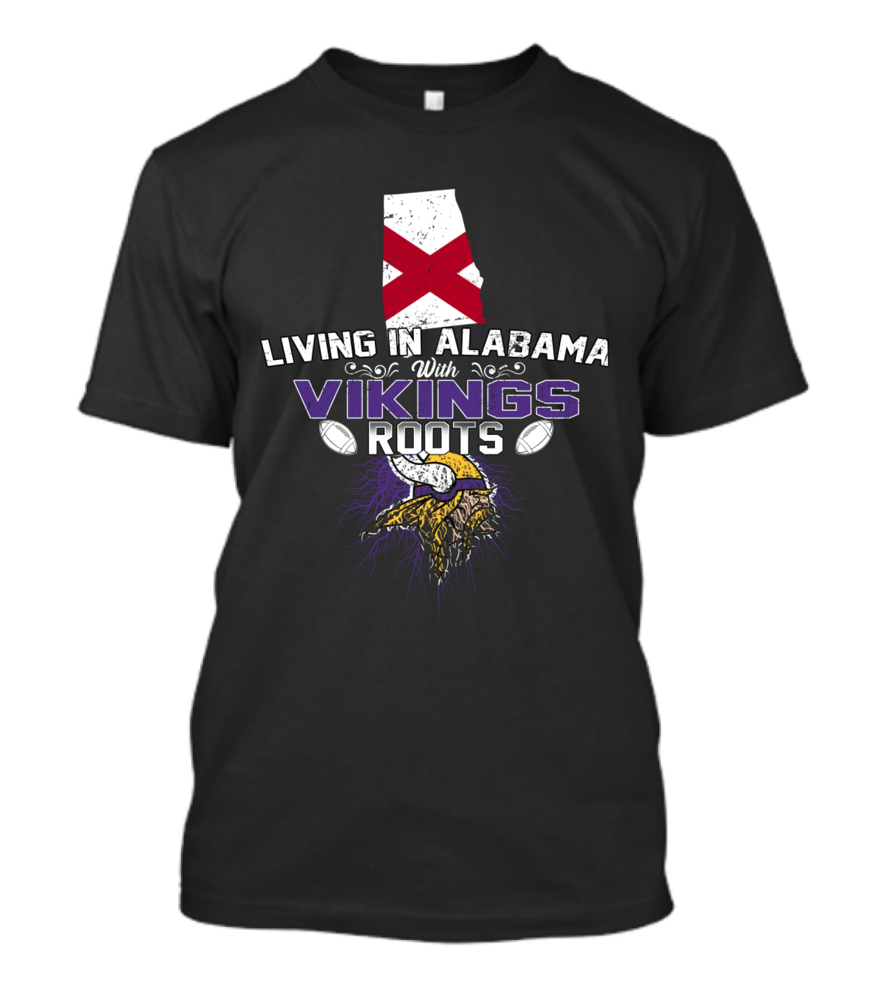 Living In Alabama With Vikings Roots NFL Football Heritage T-Shirt