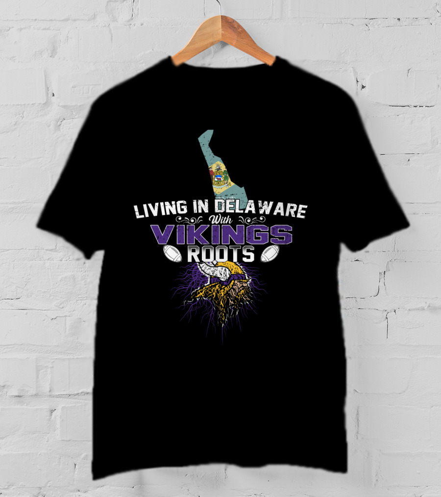 Living In Delaware With Vikings Roots Nordic Football Heritage Map T-Shirt