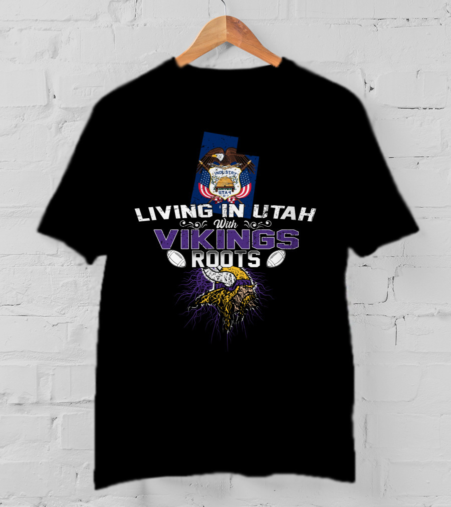 Living In Utah With Proud Vikings Roots And State Seal Elements T-Shirt