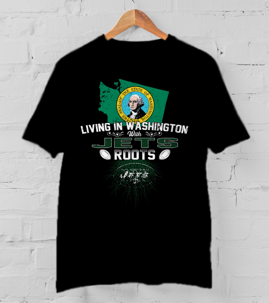 Living In Washington With Jets Roots State Seal T-Shirt