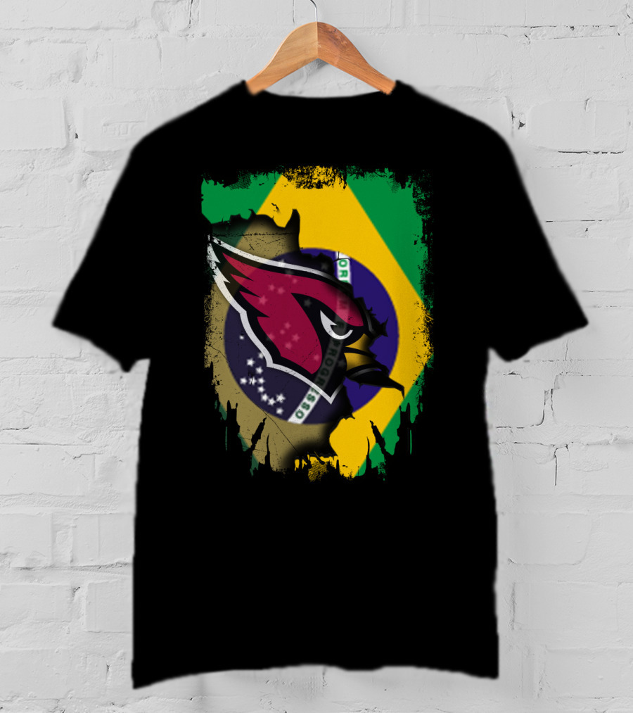 Together Brazil With Arizona Cardinals Flag Fusion T-Shirt