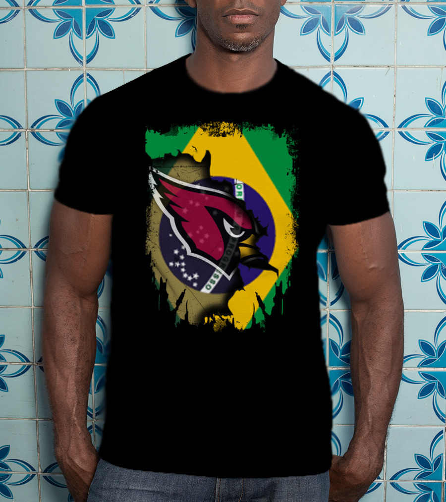 Together Brazil With Arizona Cardinals Flag Fusion T-Shirt