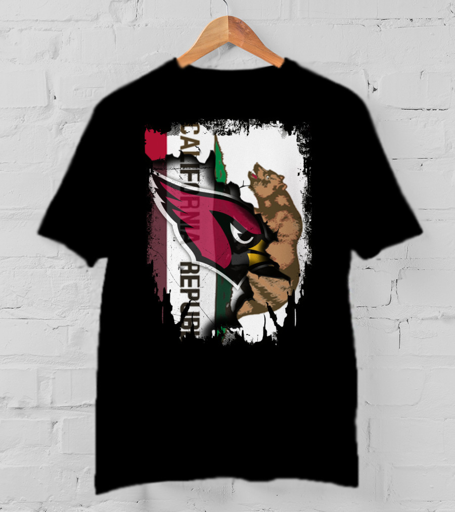 California Republic With Cardinals Logo And Bear T-Shirt
